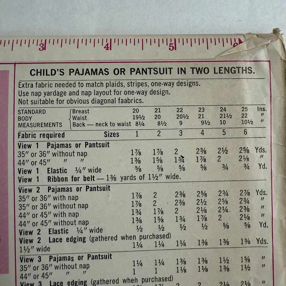 Vtg 60s Sewing Pattern Simplicity 7965 Girls Front-Zip Pajamas or Pantsuit Sz 6